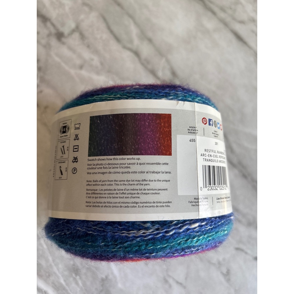 Lion Brand Shawl in a Cake Yarn OS Restful Rainbow New Cotton Blend Gradient - Picture 5 of 7